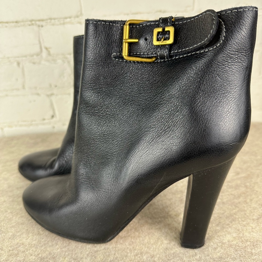 Chloe Black Leather Ankle Bootie Boots Women’s Size 39.5 EUC